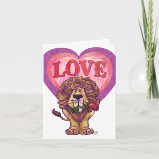 Lion Valentijnsdag Feestdagen Kaart (Voorkant)