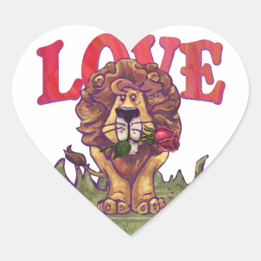 Lion Valentijnsdag Hart Sticker (Voorkant)