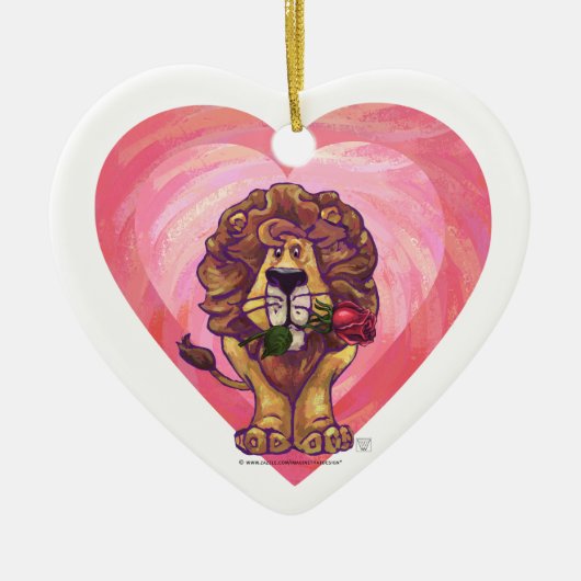 Lion Valentijnsdag Keramisch Ornament (Voorkant)
