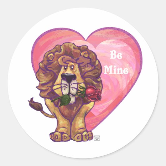 Lion Valentijnsdag Ronde Sticker (Voorkant)