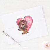 Lion Valentijnsdag Ronde Sticker (Envelop)