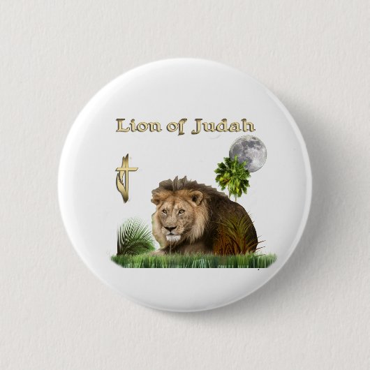 Lion van de Christelijke knopen van Judah Ronde Button 5,7 Cm (Voorkant)