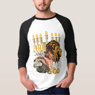 Lion van joodse Mannen 3/4 Sleeve T-shirt