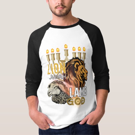 Lion van joodse Mannen 3/4 Sleeve T-shirt (Voorkant)