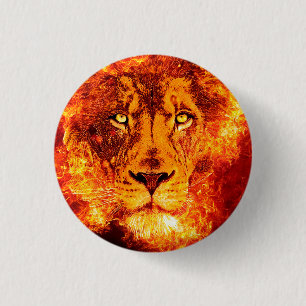 Lion van Judah Red Oranje Flames Ronde Button 3,2 Cm
