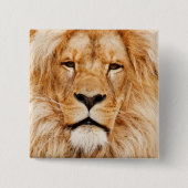 Lion Vierkante Button 5,1 Cm (Voorkant)