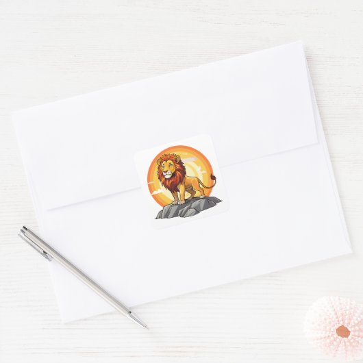 Lion Vierkante Sticker (Envelop)