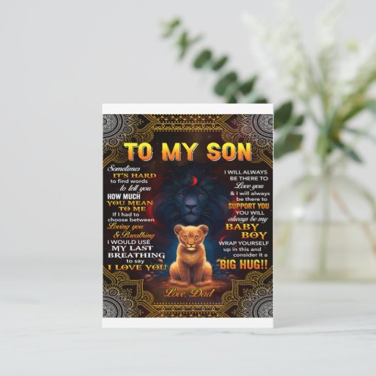 Lion voor mijn zoon soms is het een harde vader briefkaart (Staand voorkant)