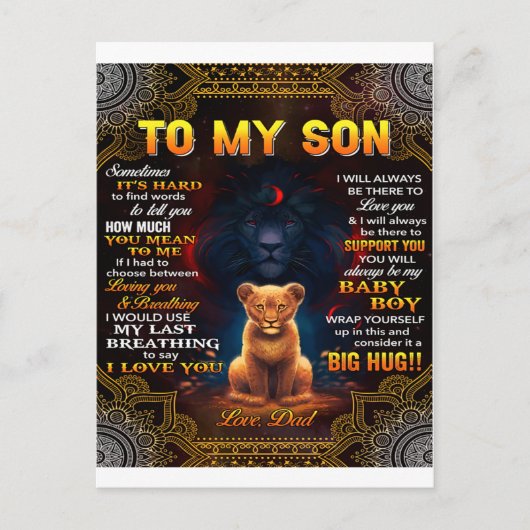 Lion voor mijn zoon soms is het een harde vader briefkaart (Voorkant)