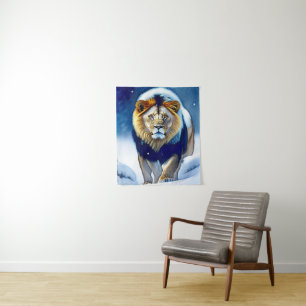 Lion Walking in Winter Snow Wandkleed