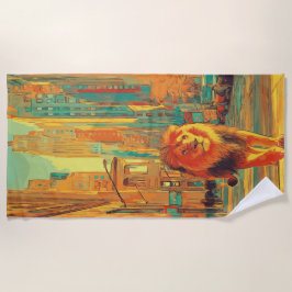 Lion Walking Through City Street Art Strandlaken