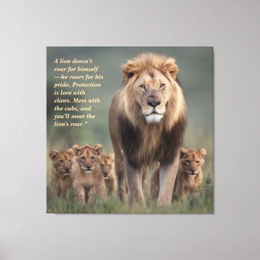 Lion Wall Art – Sterkte, Bescherming & Familierech Canvas Afdruk (Voorkant)