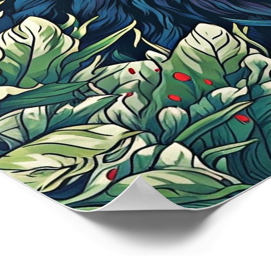 Lion Wall Poster, Kunstillustratie Poster (Hoek)