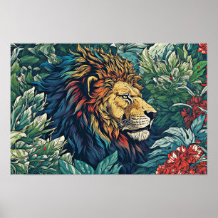 Lion Wall Poster, Kunstillustratie Poster