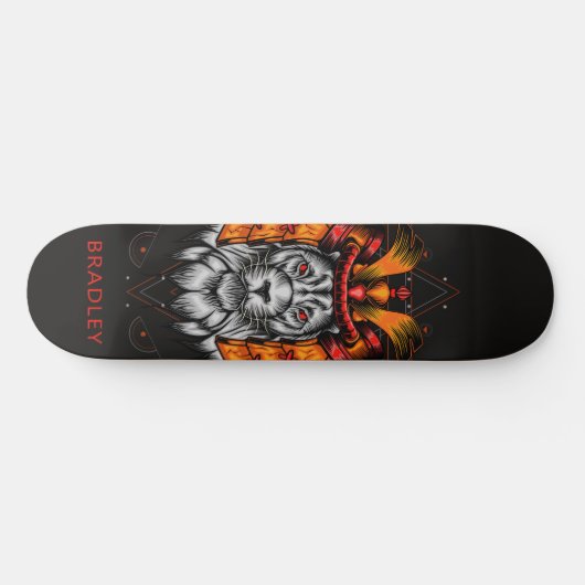 Lion Warrior Aangepaste persoonlijke naam Persoonlijk Skateboard (Horizontaal)