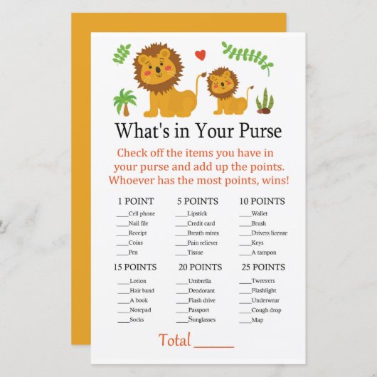 Lion Wat zit er in je handtas? (Voorkant / Achterkant)