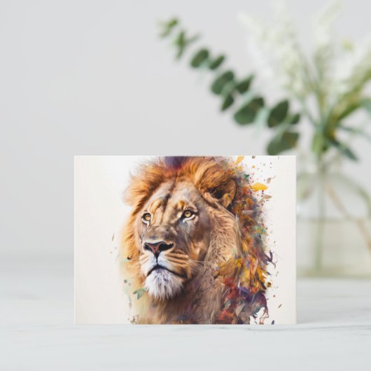 Lion Waterverf Briefkaart (Staand voorkant)