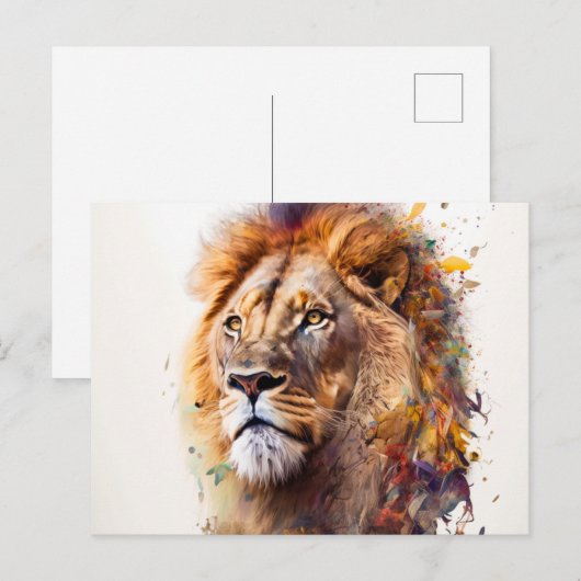 Lion Waterverf Briefkaart (Voorkant / Achterkant)