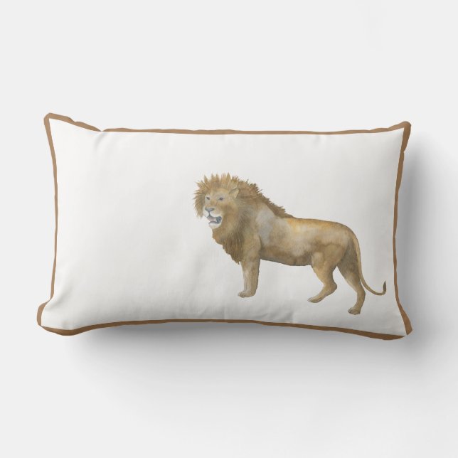 Lion waterverf brown boho lijst kussen (Voorkant)