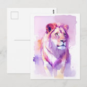 Lion Waterverf Portret 3 Briefkaart (Voorkant / Achterkant)