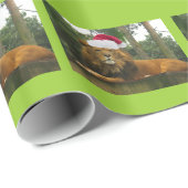 Lion Wearing Santa Hat voor Kerstmis Cadeaupapier (Rol Hoek)