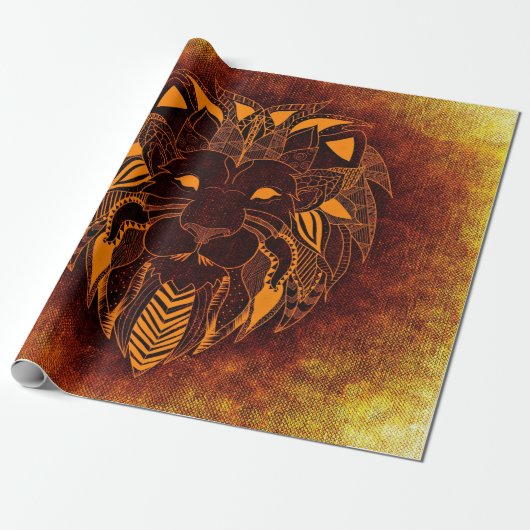 Lion wild dier abstract cadeaupapier (Uitgerold)