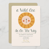 Lion Wild één is op het Way Baby shower Kaart (Voorkant / Achterkant)