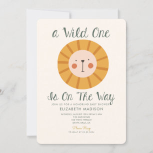 Lion Wild één is op het Way Baby shower Kaart