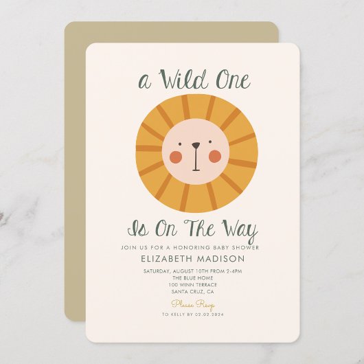 Lion Wild één is op het Way Baby shower Kaart