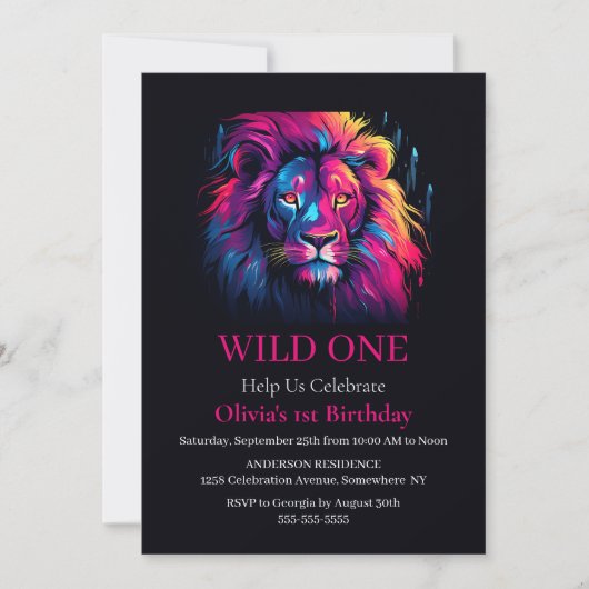 Lion Wild Een Verjaardag Kaart (Voorkant)
