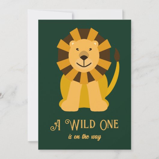 Lion Wild One Baby shower, Oerwoud Safari Theme Kaart (Voorkant)