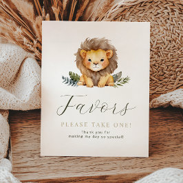 Lion Wild One Birthday Favoriete teken Reclamebord Met Voetstuk