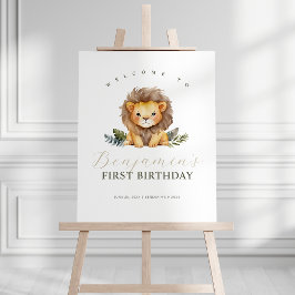Lion Wild One Birthday Welcome Sign Poster