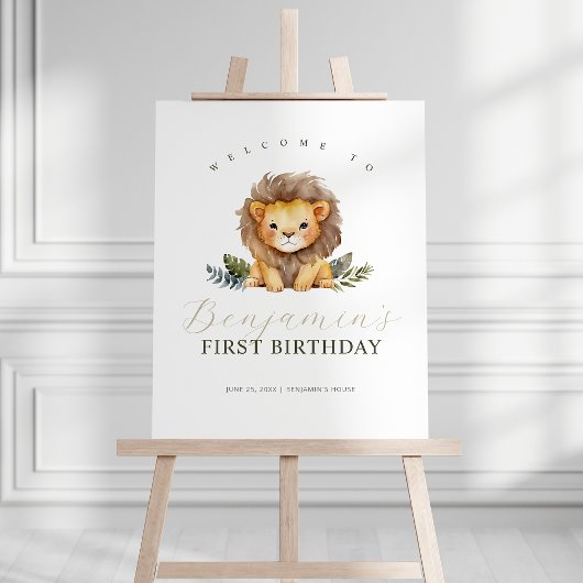 Lion Wild One Birthday Welcome Sign Poster
