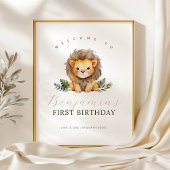 Lion Wild One Birthday Welcome Sign Poster