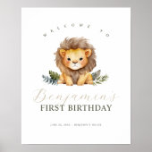 Lion Wild One Birthday Welcome Sign Poster (Voorkant)