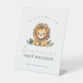 Lion Wild One Birthday Welcome Sign Reclamebord Met Voetstuk (Voorkant)