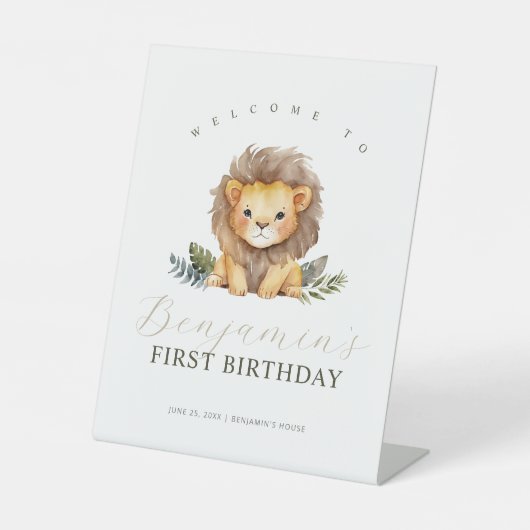 Lion Wild One Birthday Welcome Sign Reclamebord Met Voetstuk
