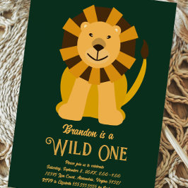 Lion Wild One First Birthday Gold en Green Kaart
