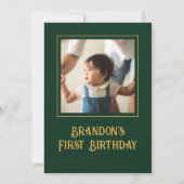 Lion Wild One First Birthday, Oerwoud Safari Foto Kaart (Achterkant)