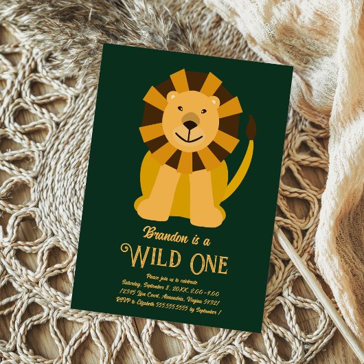 Lion Wild One First Birthday, Oerwoud Safari Foto Kaart