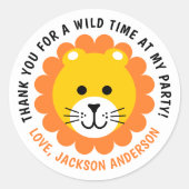 Lion Wild One Oerwoud Safari Dier Kids Verjaardag Ronde Sticker (Voorkant)