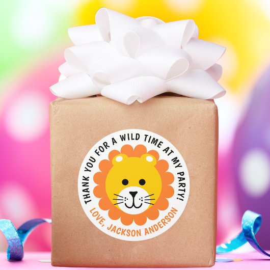 Lion Wild One Oerwoud Safari Dier Kids Verjaardag Ronde Sticker