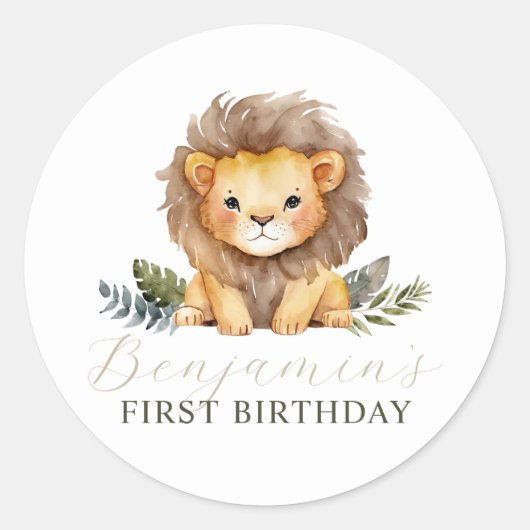 Lion Wild One Verjaardag Stickers (Voorkant)