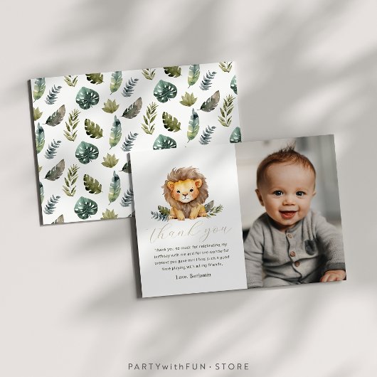 Lion Wild One verjaardagsfoto Dank u kaart
