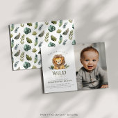 Lion Wild One verjaardagsfoto uitnodiging