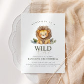 Lion Wild One verjaardagsuitnodiging Kaart
