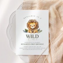 Lion Wild One verjaardagsuitnodiging