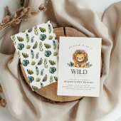 Lion Wild One verjaardagsuitnodiging Kaart