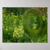 Lion Wildflower Fantasy Art Poster (Voorkant)